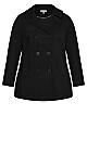 Plus Size Faux Wool Peacoat - black