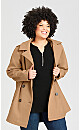 Plus Size Faux Wool Peacoat - camel