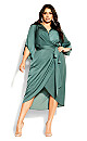 Opulent Wrap Dress - pine