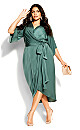 Opulent Wrap Dress - pine