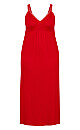 Plus Size Lace Trim Sleep Maxi Dress - red