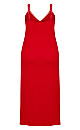 Plus Size Lace Trim Sleep Maxi Dress - red