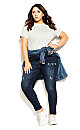 Plus Size Asha Baby Rip Jean - dark denim