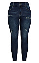 Plus Size Asha Baby Rip Jean - dark denim