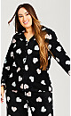 Plus Size Button Up Fleece Top - black