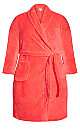 Plus Size Coral Robe - coral