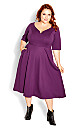 Cute Girl Elbow Sleeve Dress - plum