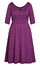 Cute Girl Elbow Sleeve Dress - plum