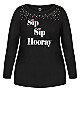 Plus Size Sip Sip Top - black