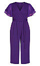 Flutter Sleeve Jumpsuit - petunia 