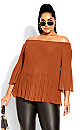 Pleated Off Shoulder Top - ginger