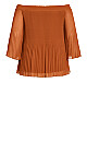 Pleated Off Shoulder Top - ginger