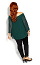 Pleated Off Shoulder Top - jade