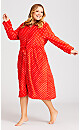 Plus Size Zip Spot Robe - red