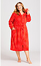 Plus Size Zip Spot Robe - red