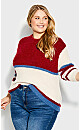 Plus Size Remy Sweater - red stripe