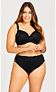 Plus Size Basic Comfort Hi Cut Microfiber Black Brief Panty