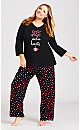 Plus Size Mini Heart Full Length Pant - black