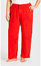 Plus Size Plain Fleece Sleep Pant - red