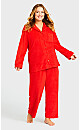 Plus Size Plain Fleece Sleep Pant - red