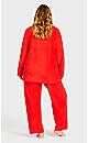 Plus Size Plain Fleece Sleep Pant - red