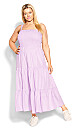 Gingham Maxi Dress - lavender