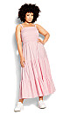 Gingham Maxi Dress - pink nectar