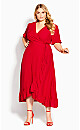 Festive Ruffle Maxi Dress - red