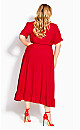 Festive Ruffle Maxi Dress - red