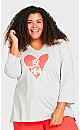 Plus Size Print 3/4 Sleeve Sleep Top - gray