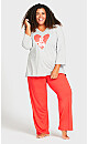 Plus Size Print 3/4 Sleeve Sleep Top - gray