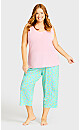 Plus Size Tie Waist Print Sleep Pant - mint 