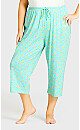 Plus Size Tie Waist Print Sleep Pant - mint 