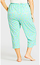 Plus Size Tie Waist Print Sleep Pant - mint 