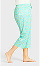 Plus Size Tie Waist Print Sleep Pant - mint 