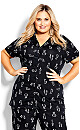 Plus Size Cats Button Sleep Top - black cat