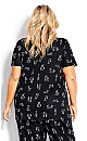 Plus Size Cats Button Sleep Top - black cat