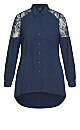 Lacey Hi Lo Shirt - navy