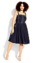 Piping Pin Up Dress - navy