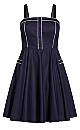 Piping Pin Up Dress - navy