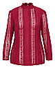 Panelled Lace Top - ruby