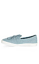 WIDE FIT Denim Knot Canvas Flat - blue