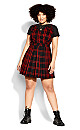 Pinafore Check Dress - red