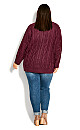 Plus Size Cable Knit Sharkbite Sweater - plum