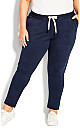 Plus Size Contrast Pocket Knit Pant - navy