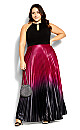 Pleated Ombre Maxi Dress - ruby