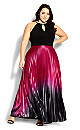 Pleated Ombre Maxi Dress - ruby