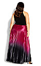 Pleated Ombre Maxi Dress - ruby