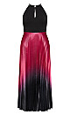 Pleated Ombre Maxi Dress - ruby