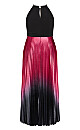 Pleated Ombre Maxi Dress - ruby